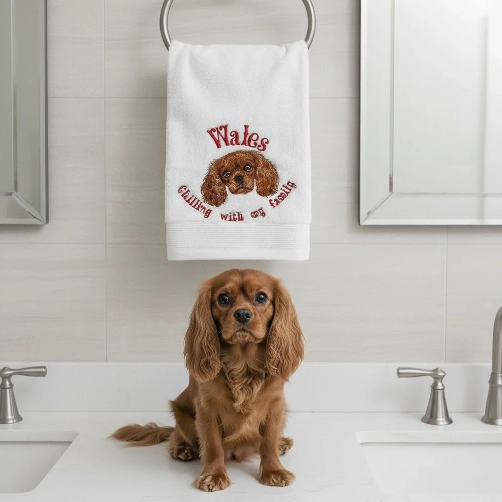 Hand Cat Personalized Embroidered Towel with your Pet’s name. Dog cat fish